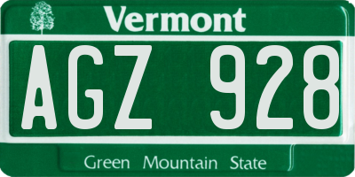 VT license plate AGZ928