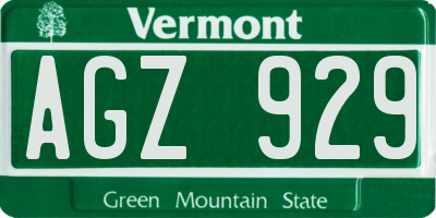 VT license plate AGZ929
