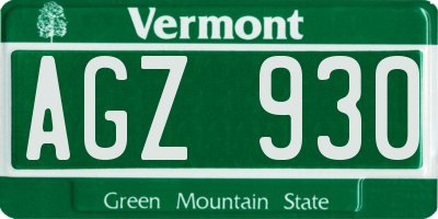 VT license plate AGZ930