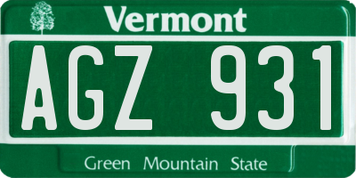 VT license plate AGZ931