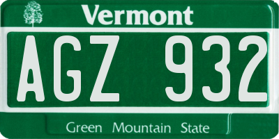 VT license plate AGZ932