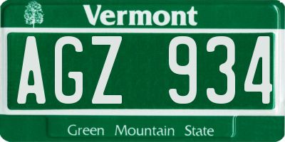 VT license plate AGZ934