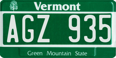 VT license plate AGZ935