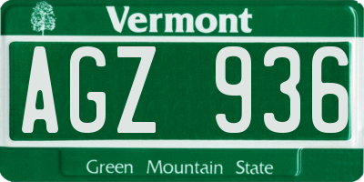 VT license plate AGZ936