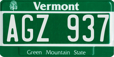 VT license plate AGZ937