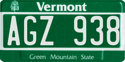VT license plate AGZ938