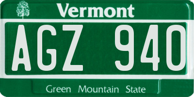 VT license plate AGZ940