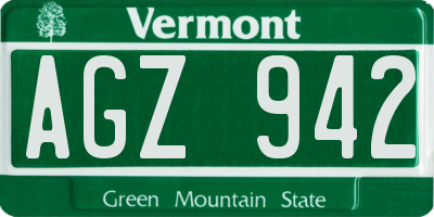 VT license plate AGZ942