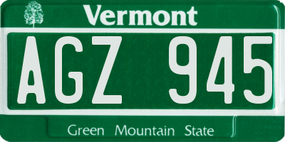 VT license plate AGZ945