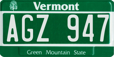 VT license plate AGZ947