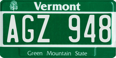 VT license plate AGZ948