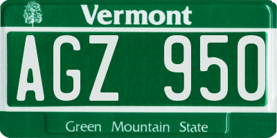 VT license plate AGZ950