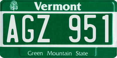 VT license plate AGZ951
