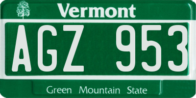 VT license plate AGZ953