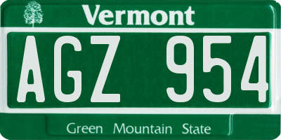 VT license plate AGZ954