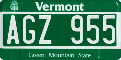 VT license plate AGZ955