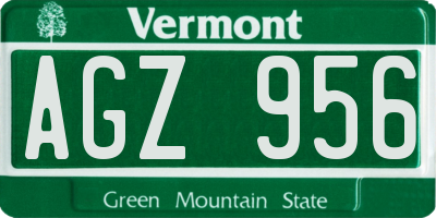 VT license plate AGZ956