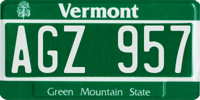 VT license plate AGZ957