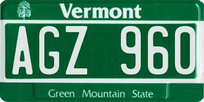 VT license plate AGZ960