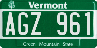 VT license plate AGZ961