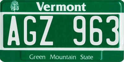 VT license plate AGZ963
