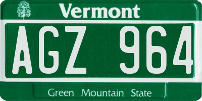 VT license plate AGZ964