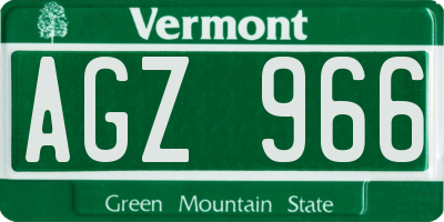 VT license plate AGZ966