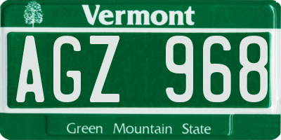 VT license plate AGZ968