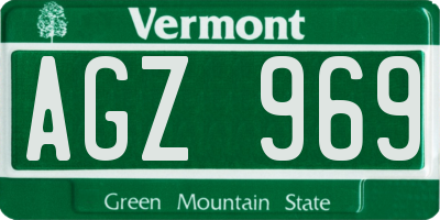 VT license plate AGZ969