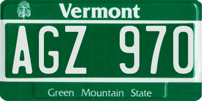 VT license plate AGZ970