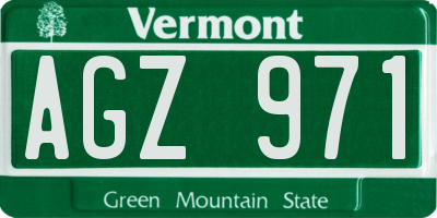 VT license plate AGZ971