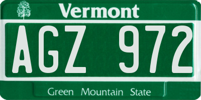 VT license plate AGZ972