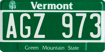 VT license plate AGZ973