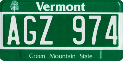 VT license plate AGZ974