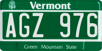 VT license plate AGZ976