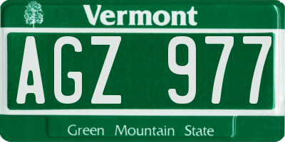 VT license plate AGZ977