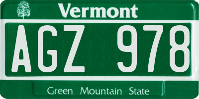 VT license plate AGZ978