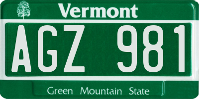 VT license plate AGZ981