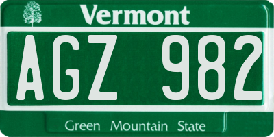 VT license plate AGZ982