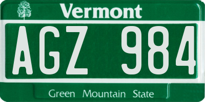 VT license plate AGZ984