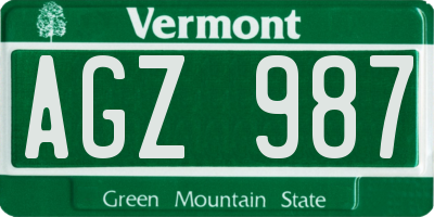 VT license plate AGZ987