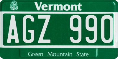 VT license plate AGZ990