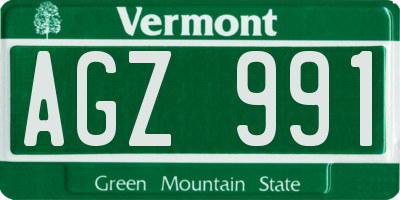 VT license plate AGZ991