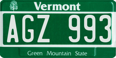 VT license plate AGZ993