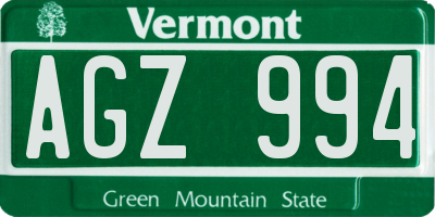 VT license plate AGZ994