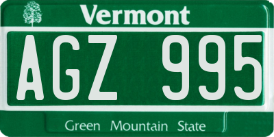 VT license plate AGZ995
