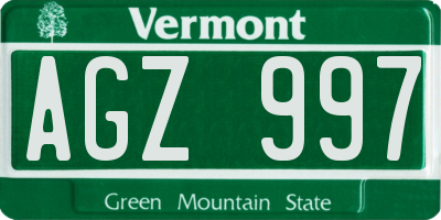 VT license plate AGZ997