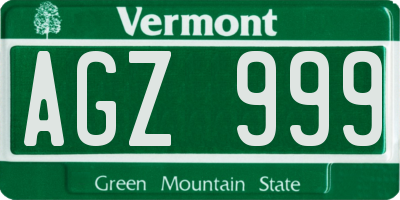 VT license plate AGZ999