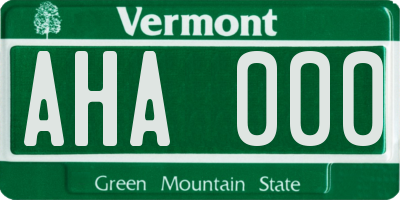 VT license plate AHA000