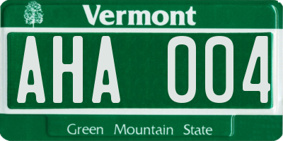VT license plate AHA004